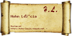 Hohn Lúcia névjegykártya
